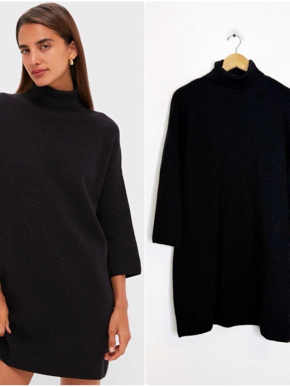Pomander Place Noir Vivianne Turtleneck Sweater Dress XL Black Tuckernuck